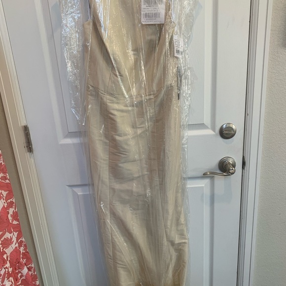 Alfred Sung D734 Bridesmaid Formal Dress Champange Dupioni Bow Open Back Sz 10 - Picture 6 of 7